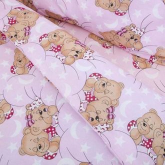Наволочка на молнии к подушке Биосон формы I 160 хлопок мишки на розовом