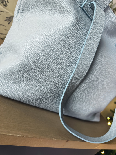 Женская сумка шоппер из натуральной кожи Vera Pelle цвет голубой. Арт. 022033