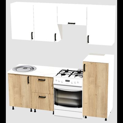 Кухня Эконом 1,5 метра с полуколонкой (1000х500) Цвет: Белый/Дуб Вотан