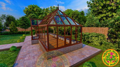 Теплица из алюминия и стекла с фронтоном