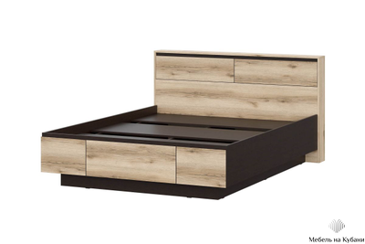 Берген кровать 1,6м с ящиками для хранения и кроватным столиком Дуб делано/Венге (с настилом)