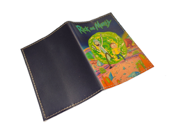 Обложка на паспорт с принтом "Рик и Морти на зеленом"