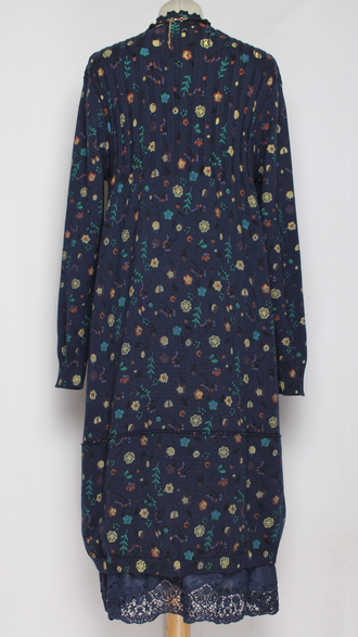 ПЛАТЬЕ БОХО хлопок "ПРОВАНС ТЮЛЬПАН ВОЛАН" синее р.46-54