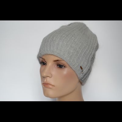 Вязаная женская шапка со стразами и пайетками Vizio Италия 8021 CY серая