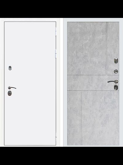 Белая дверь Rx 5 с панелью светлый бетон ФЛ 290