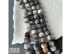 Агат Ботсвана крупные огранённые рондели 8,5-9,5х12-12,3 мм собраны через стеклянные бусины, цена за нить 20 см
