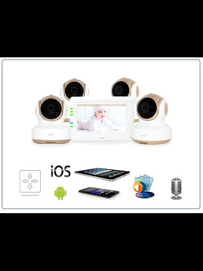 Ramili Baby RV1000X4  Двух режимная  видеоняня, монитор сенсорный 4,2&quot; (11 см.) и 4-ре моторизированные видеокамеры (4 штуки). Датчик температуры. HD