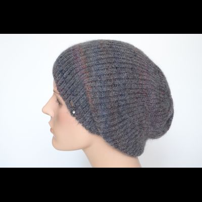 Вязаная шапка удлиненная Vizio Италия 5872 СLO серо - бордовая