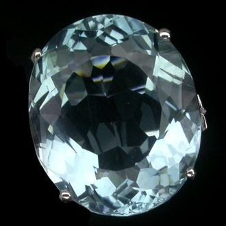 Кольцо аквамарин (13,90 ct.), бел. сапфир, р.17,0 серебро 925