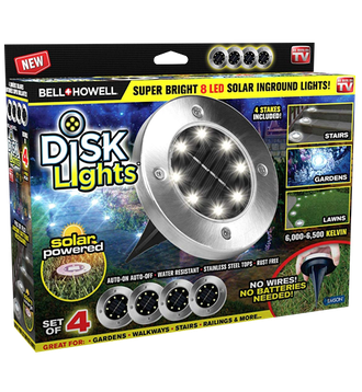 Садовый светильник на солнечной батарее Disk Lights 8 Led (4 шт) ОПТОМ