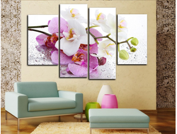 Модульная картина "Розовая крапинка. Орхидея"