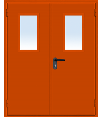 ДВЕРЬ МЕТАЛЛИЧЕСКАЯ ПРОТИВОПОЖАРНАЯ ДВУПОЛЬНАЯ ОСТЕКЛЕННАЯ ДПМ-03 EI-60/90/120