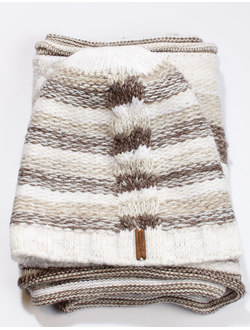 Екатеринбург. Комплект шапка и снуд "Полоски-коса"  11413 кофе, роза, джинс