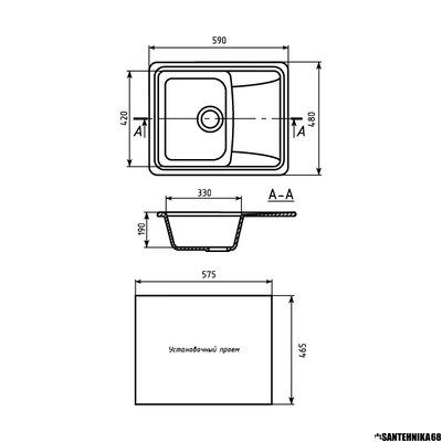 Мойки из искусственного мрамора MIXLINE ML-GM26 с крылом 470*580*190мм
