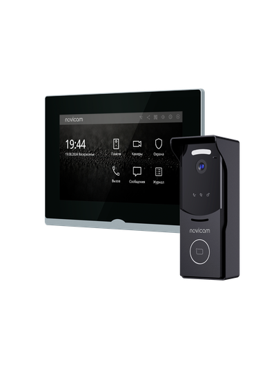 IMPULSE 7 IP WIFI KIT BLACK - комплект из 7" HD сенсорного WIFI монитора и вызывной панели с считывателем RFID-ключей Mifare, встроенный регистратор (фото) (Tuya/Smart Life)