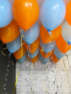 Шары оранжевый, голубой 20 шт под потолок