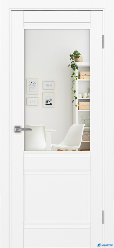 Дверь царговая экошпон Турин 502U.21 Белый снежный стеклопакет Зеркало купить в Челябинске | КВИРТЕК