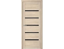 Межкомнатная дверь Вена лиственница мокко, черное стекло