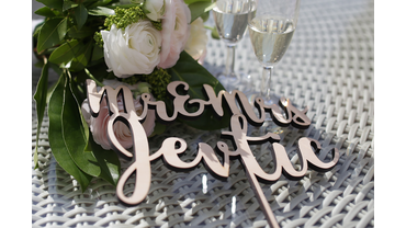 8082 Топпер из фанеры к свадьбе. Изготовлен по макету заказчика, фото от заказчика.