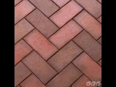 Клинкерная брусчатка тротуарная красная флэшинг ЛСР "Ноттингем", 200х100х50 мм