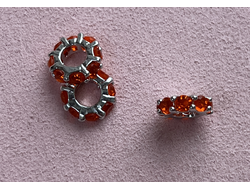 Бусина родий цирконы 10х4мм