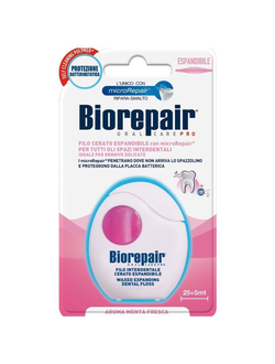 Вощеная расширяющаяся зубная нить Filo Cerato Espandibile для чувствительных десен, 30 м, Biorepair