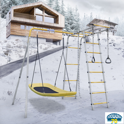 Детский спортивный комплекс для дачи ROMANA Лесная поляна - 3 (желтый/серый)