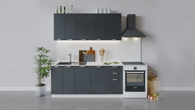 Композиция Модульной кухни ГРАНИТА бетон графит
