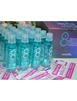 Филлер для объема и гладкости волос Masil Blue 8 Seconds Salon Hair Volume Ampoule, объем 15 мл (8 Seconds Salon Hair Volume Ampoule, увлажняющая и питательная косметика для тонких и поврежденных волос