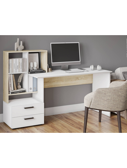 СКМ-5 компьютерный стол Сонома/Белый с тиснением