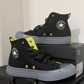 Кеды Converse Chuck Taylor All Star Black Lime Twist высокие