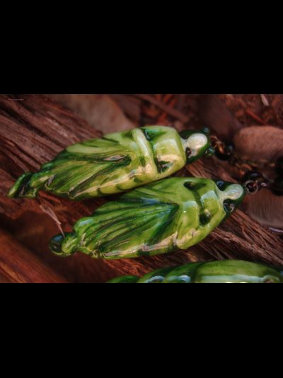 Комплект фарфоровых украшений "Нефритовый дух" (серьги и подвеска)