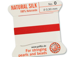 Griffin Natural silk Нить шелковая Red Красный 0,3 мм. длина 2 м