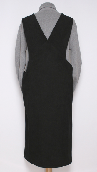 Сарафан  Бохо вельвет"Пуговицы " чёрный р.50-56