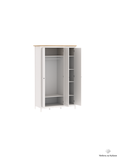 2.08.01.040.14 САГА шкаф 3 двери с зеркалом белый/ясень