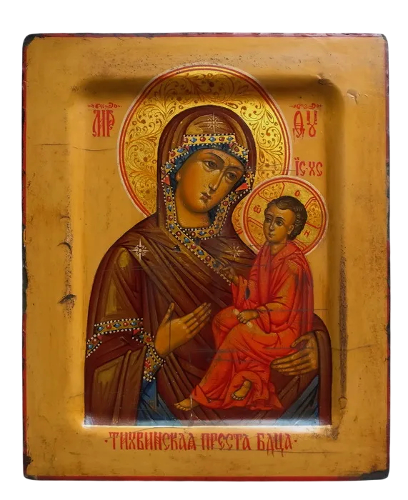 Тихвинская. Рукописная икона Пресвятой Богородицы