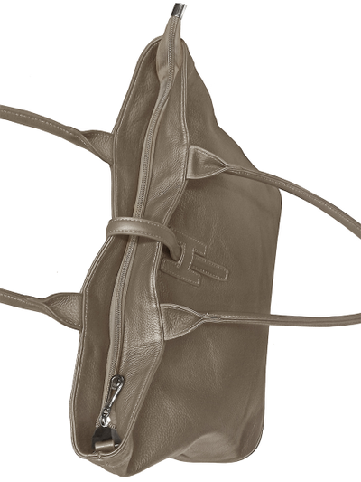 (АРТИКУЛ: 9774/03) СУМКА ЖЕНСКАЯ БОЛЬШАЯ, НАТУРАЛЬНАЯ КОЖА, ТЕМНО-БЕЖЕВАЯ, РУЧКИ И РЕМЕНЬ ЧЕРЕЗ ПЛЕЧО