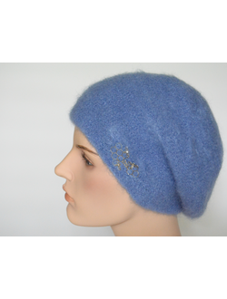 Вязаный мохеровый голубой берет для женщин Vizio Италия 6945 фото