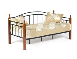 Кровать LANDLER Wood slat base, 90*200 см (дерево гевея/металл, красный дуб/чёрный)