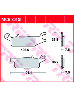 Тормозные колодки передние левые TRW MCB801SI (FA443) для квадроциклов Yamaha Grizzly 550/700 (3B4-W0045-00-00)