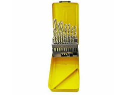 Набор сверл по металлу  Ф 1-10 мм, шаг 0,5 мм,19 шт., металлическая коробка