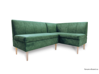 Кухонный Угловой диван "Форум-8Б" Стандартный Велюр, Зеленый, правый