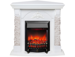 Угловой электрокамин Athena WT с очагом Fobos