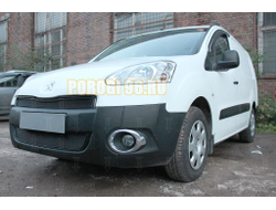 Защита радиатора Peugeot Partner II (рестайлинг) 2012-2015 (2 части) black