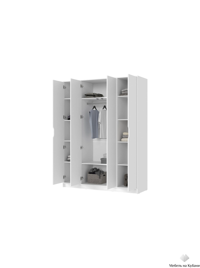 Руна ШК-04 Шкаф 4-х створчатый Белый/Белый