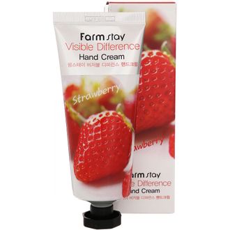 Крем для рук с экстрактом клубники FarmStay Visible Difference Hand Cream Strawberry 100гр оптом