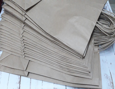 Крафт пакет с ручками 25х12х22см упаковка 25 шт