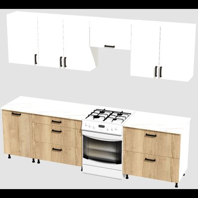 Кухня Эконом 2,1 метра (1300х800) Цвет: Белый/Дуб Вотан