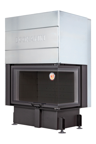 Каминная топка Дельта 800 RB два стекла правая принтинг черный шамот, Экокамин (Россия)