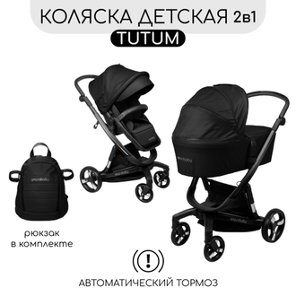 Коляска 2в1 AmaroBaby Tutum Экокожа, Черный